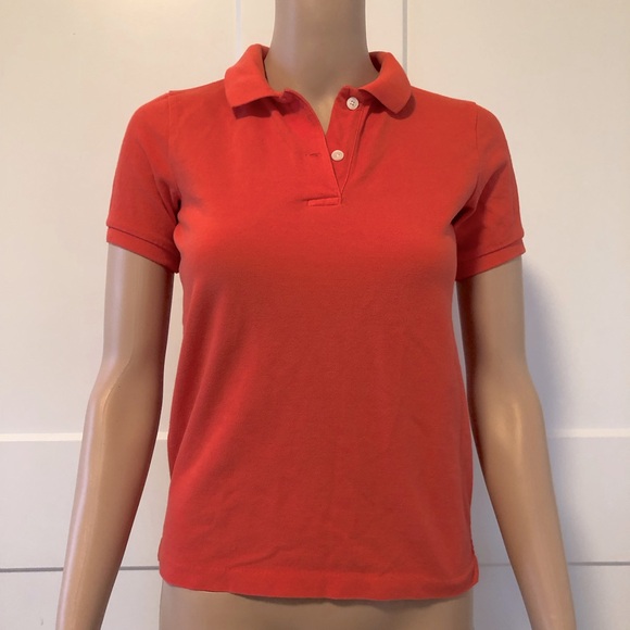 J. Crew Tops - J. Crew Coral Orange Pique 2 Button Cotton Short Sleeves Polo Shirt Top XXXS XXS